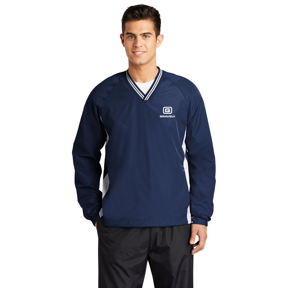 SPORT-TEK TIPPED V-NECK MENS RAGLAN WIND SHIRT