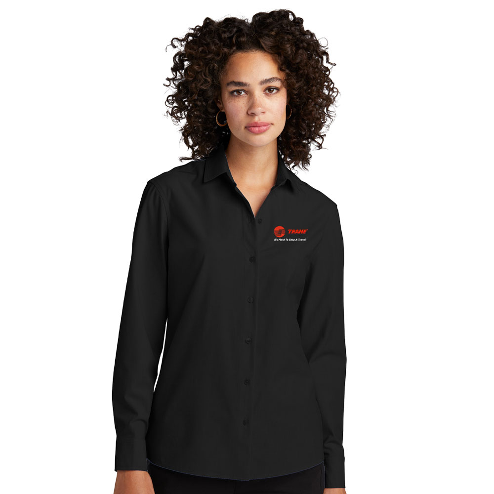 LADIES LONG SLEEVE STRETCH WOVEN SHIRT